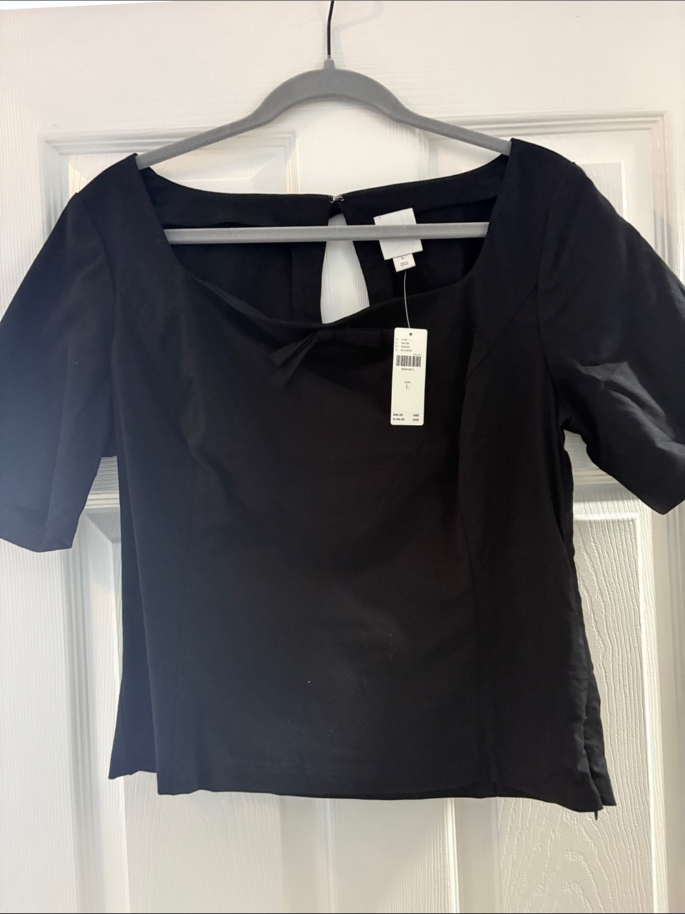 Anthropologie Black Square Neck Short Sleeve Top